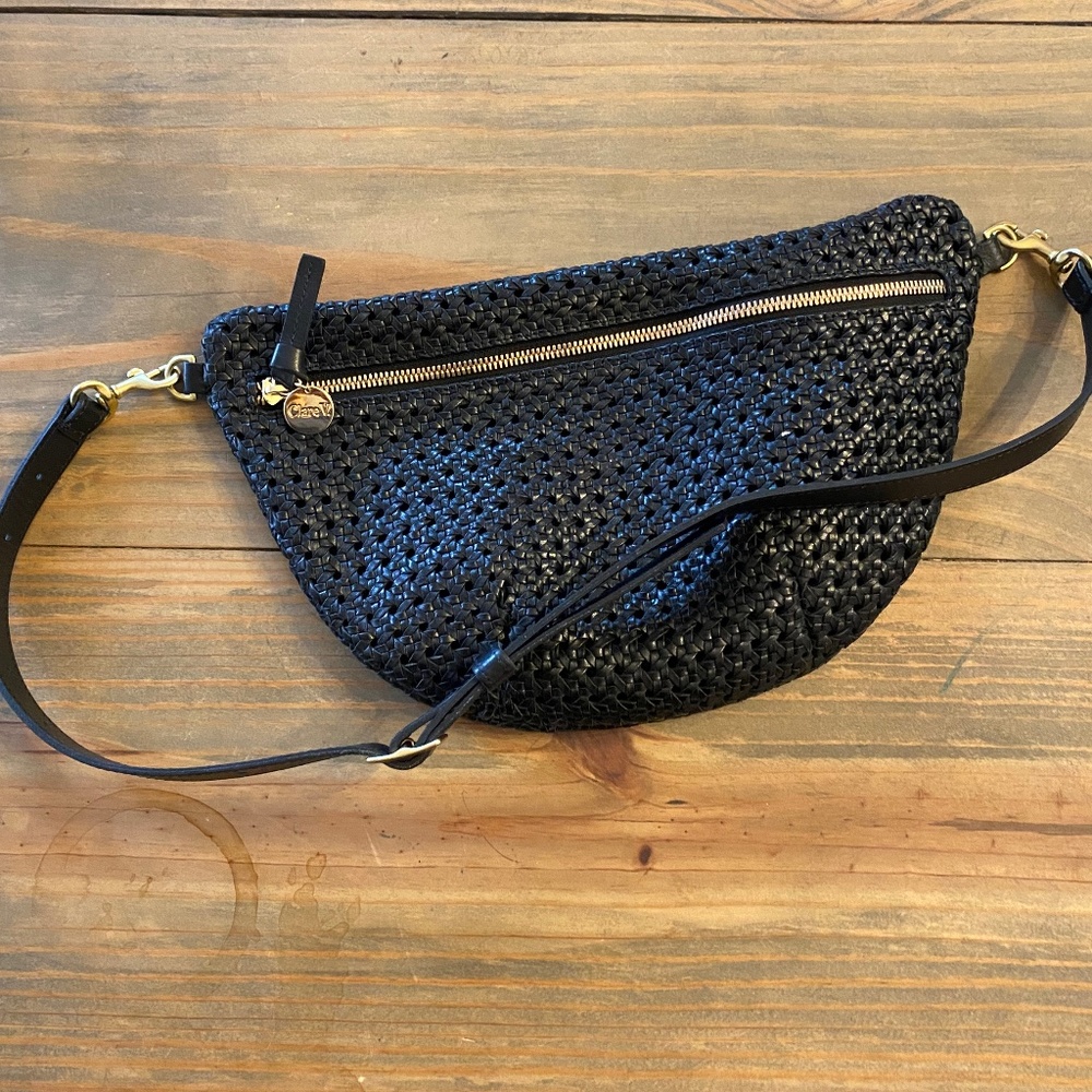 Clare V Black Rattan Grande Fanny